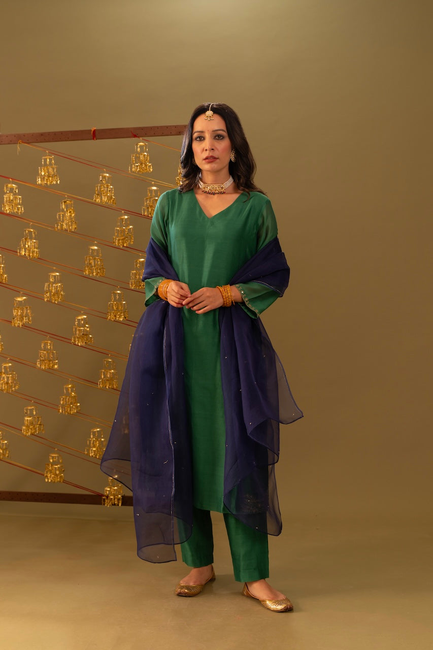 Green Emaan Chanderi Kurta Set
