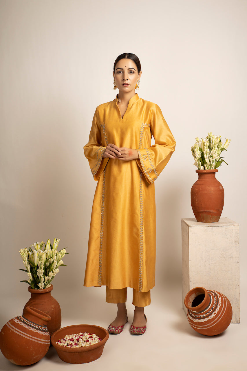 Yellow Rehmat Chanderi Kurta Set