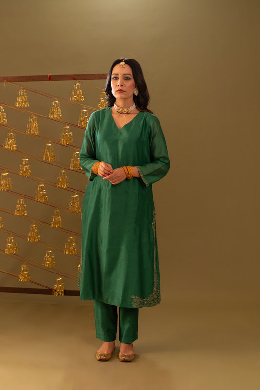 Green Emaan Chanderi Kurta Set