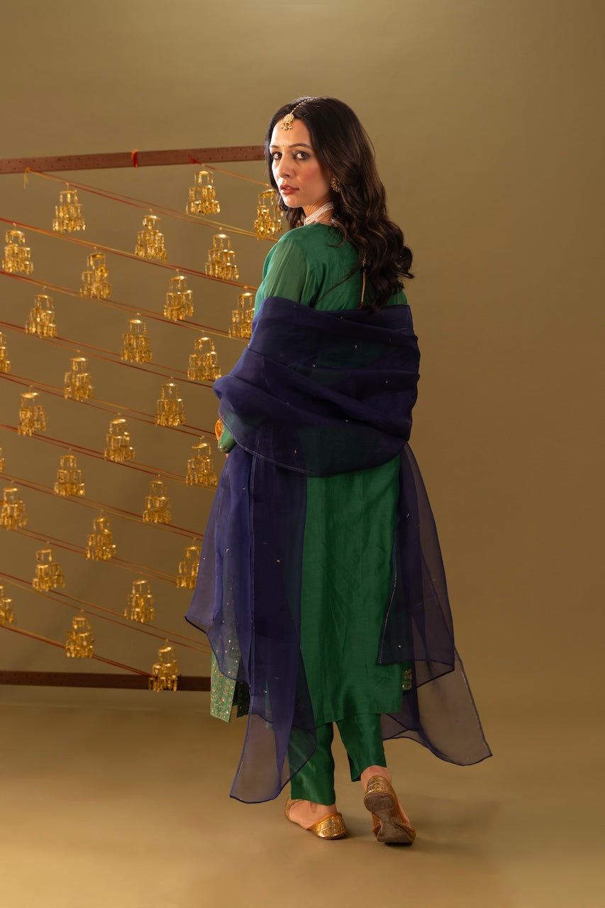 Green Emaan Chanderi Kurta Set