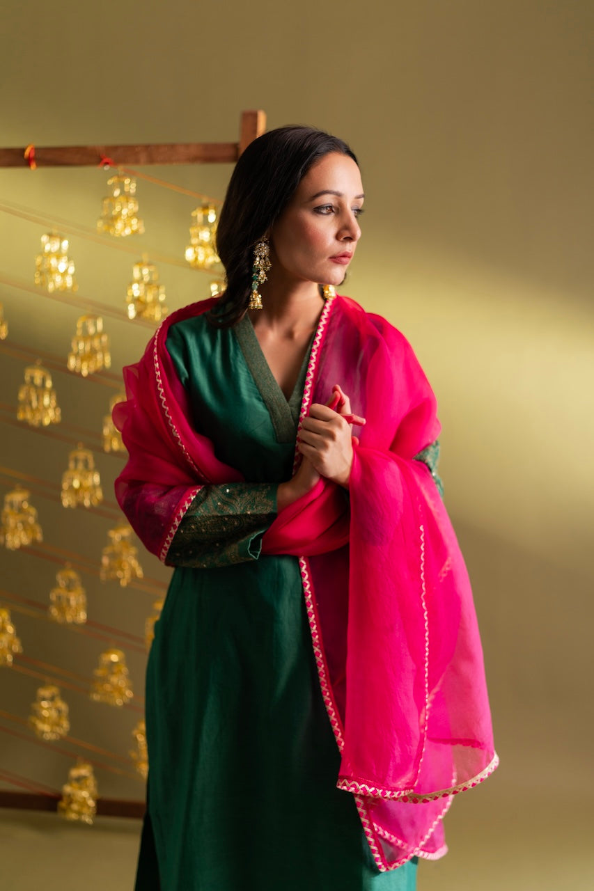 Green Zeenat Chanderi Kurta Set