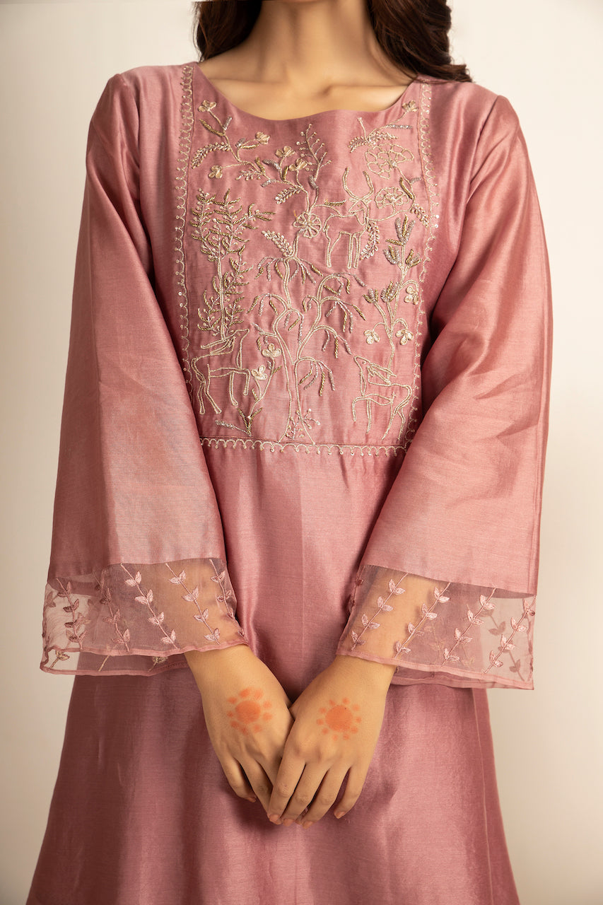 Pink Gauhar Chanderi Kurta And Pant Set