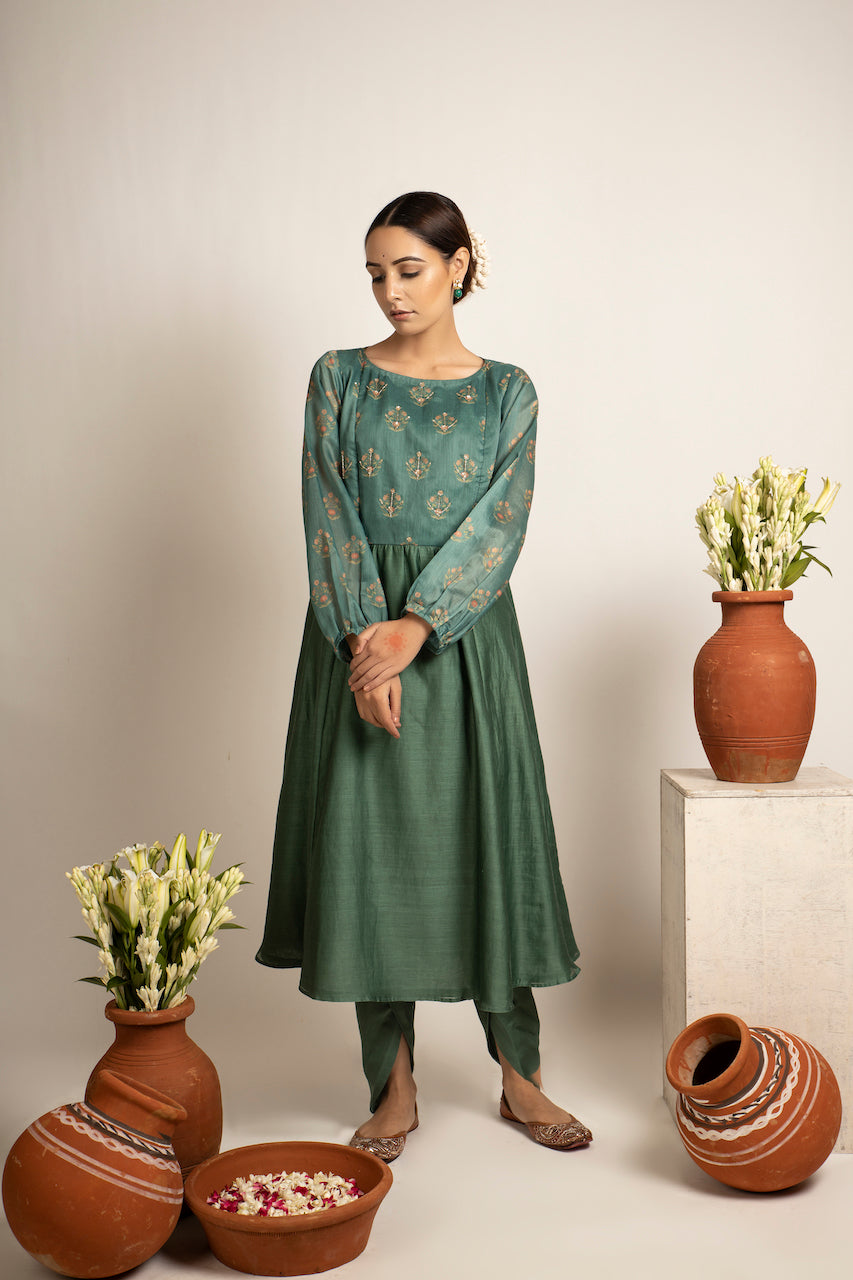 Green Zohra Chanderi Kurta Set