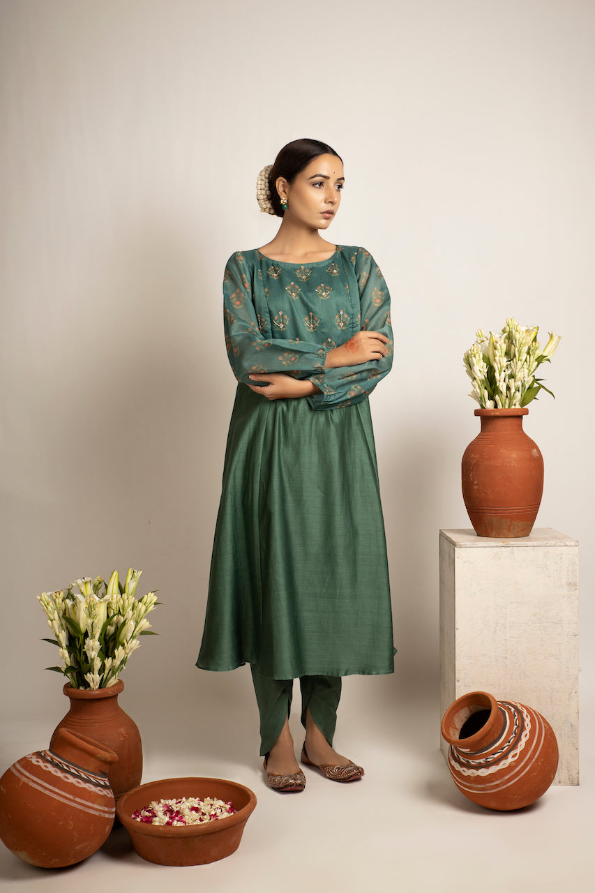 Green Zohra Chanderi Kurta Set