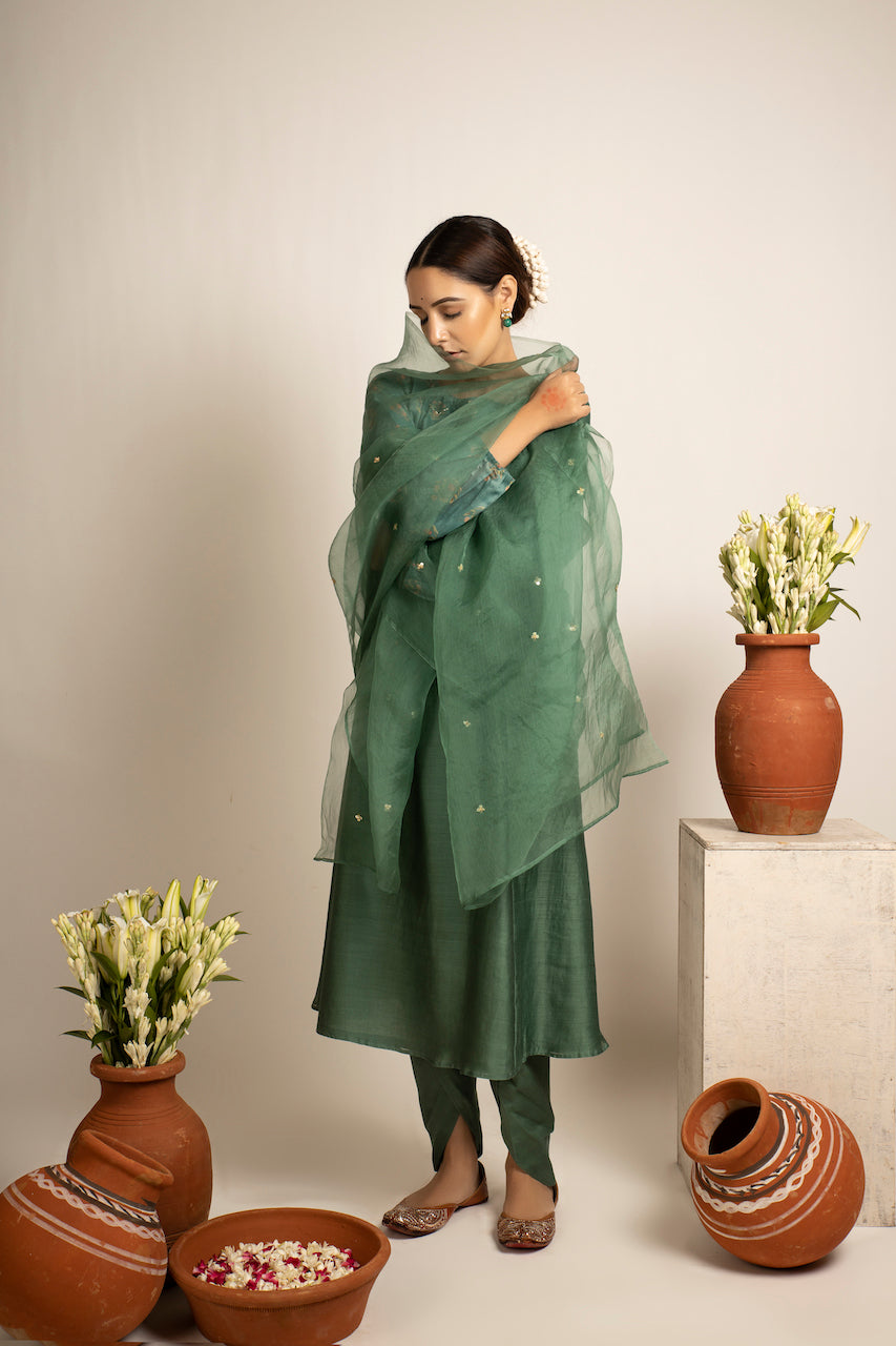 Green Zohra Chanderi Kurta Set