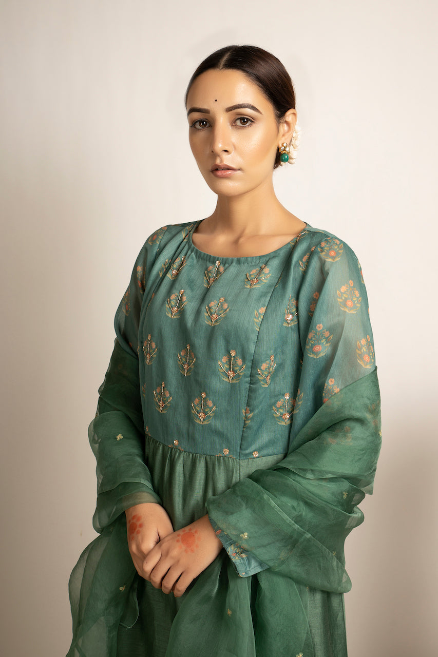 Green Zohra Chanderi Kurta Set