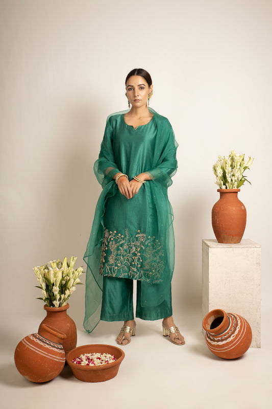 Green Zainab Chanderi Kurta Set