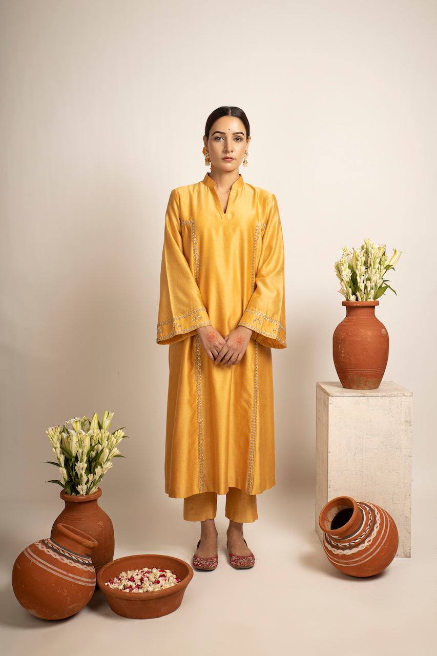 Yellow Rehmat Chanderi Kurta Set