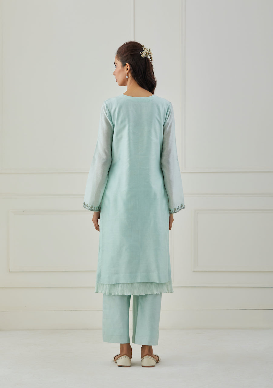 Green Galiyari Chanderi Kurta Pant Set