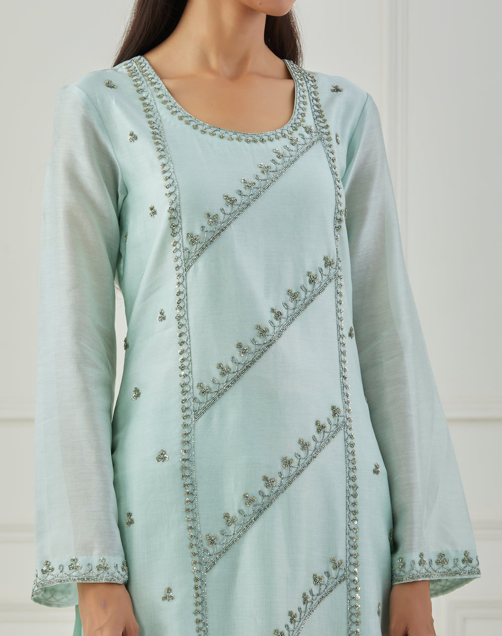 Green Galiyari Chanderi Kurta Pant Set