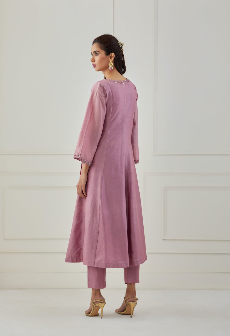 Pink Kamal Chanderi Kurta Pant Set