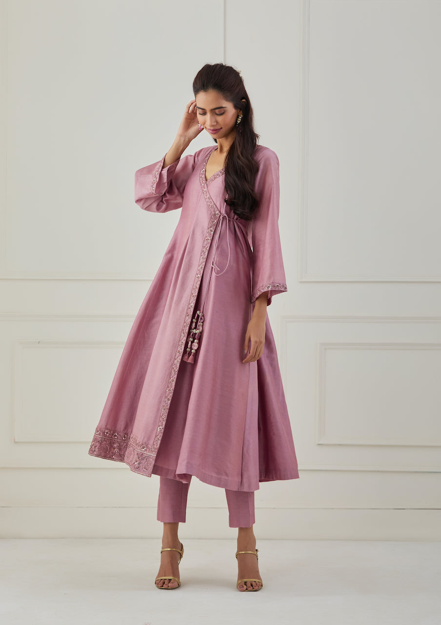 Pink Kamal Chanderi Kurta Pant Set