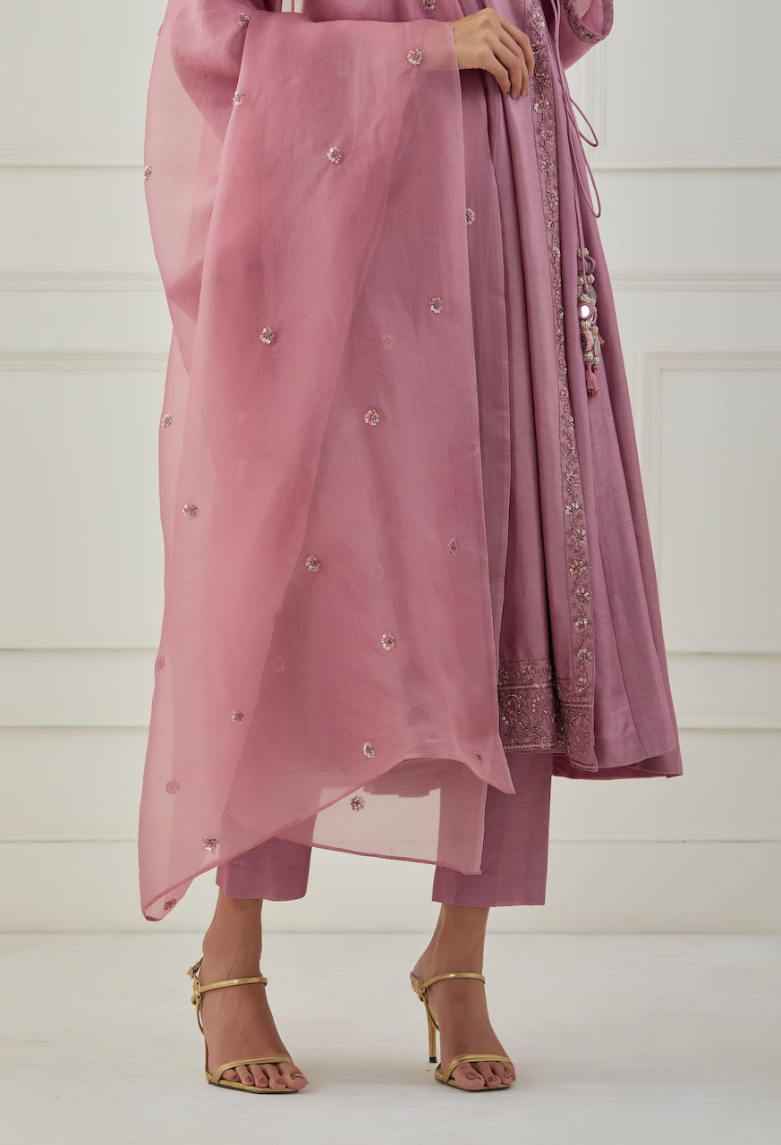 Pink Kamal Chanderi Kurta Pant Set