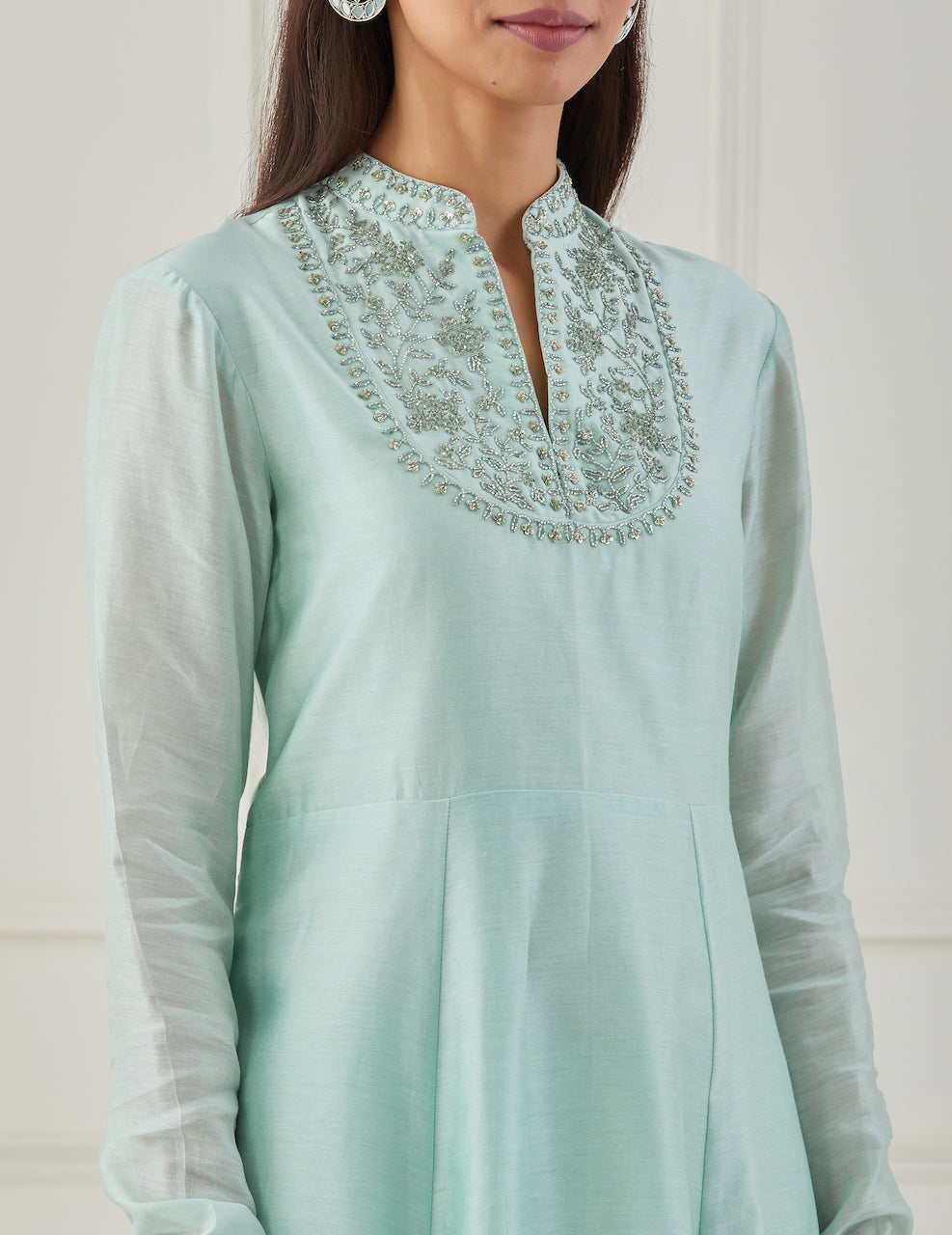 Green Aasma Chanderi Anarkali Set