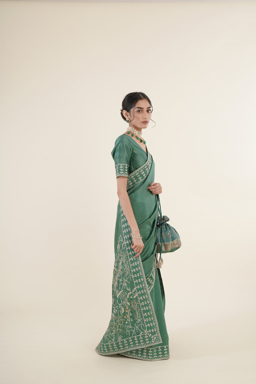 Green Chanderi Saree