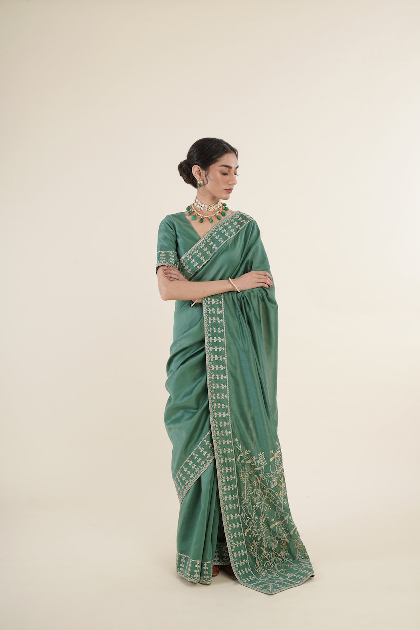 Green Chanderi Saree