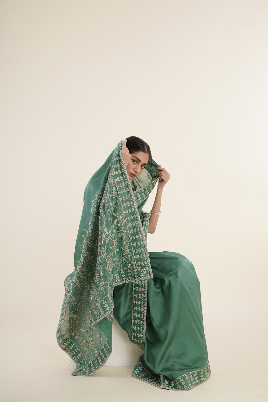 Green Chanderi Saree