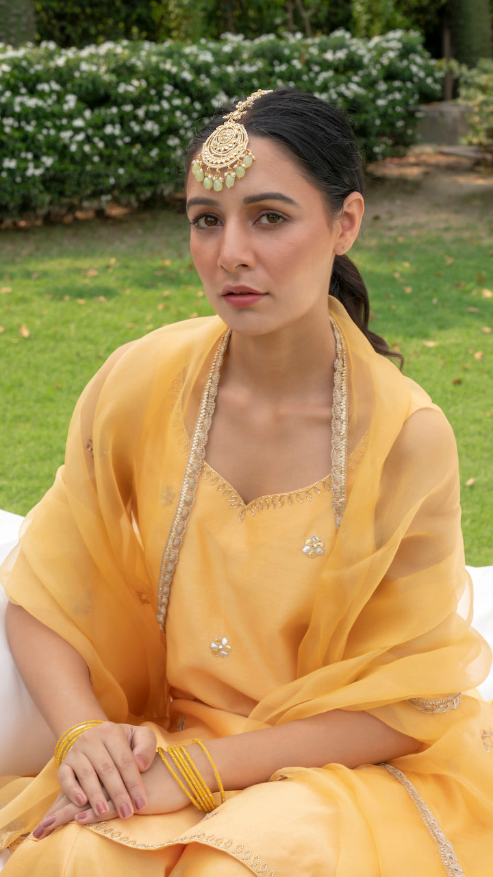 Yellow Subha Chanderi Kurta Sharara Set